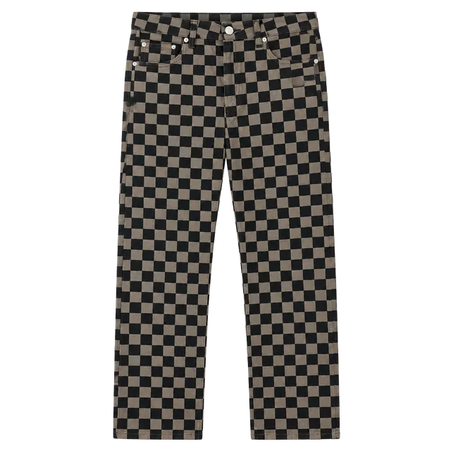 Fall Statement Mid Rise Checkered Straight Leg Pants