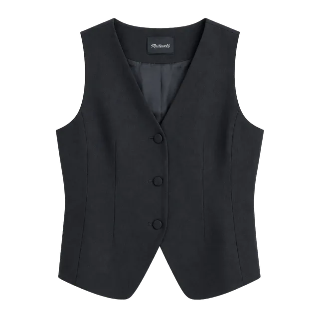 Madewell Tailored Vest Size 6 Black Button Front