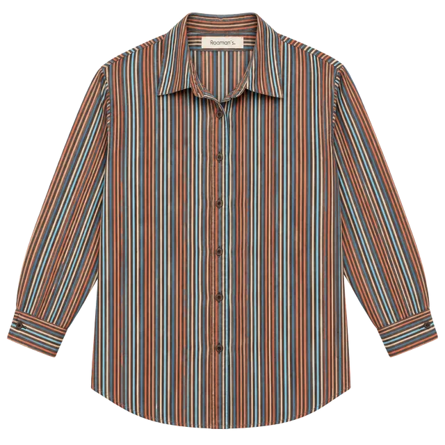 Vintage Roaman's Button Down Shirt Size L Striped Long Sleeve