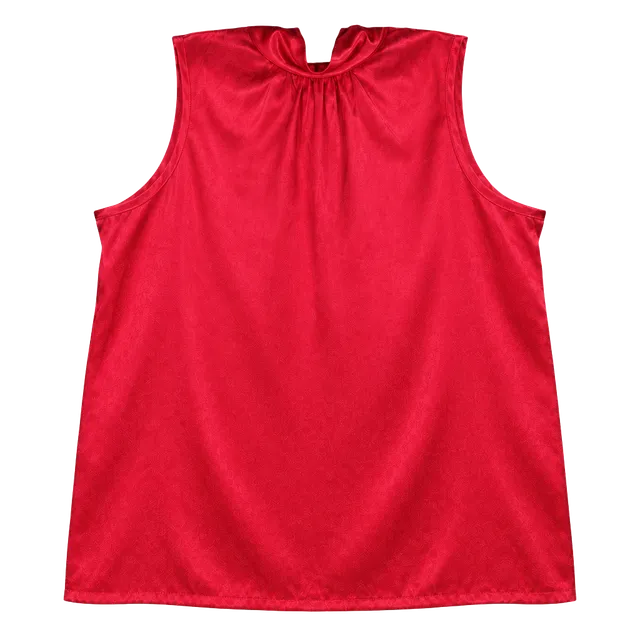 Anthony Richards Satin Blouse Red Mock Neck