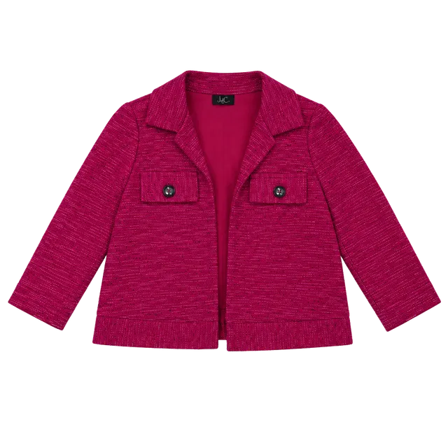LC By Laura Cruz Jacket Size M Pink Tweed Open Front Blazer