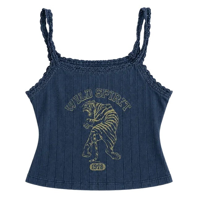 Forever 21 Wild Spirit Tiger Graphic Ribbed Tank Top
