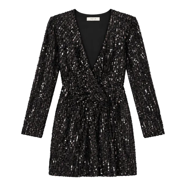 ASTR The Label Paris Sequin Dress Size S Black