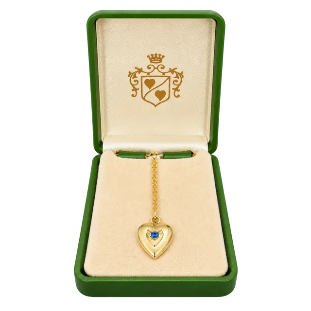 RARE! Vintage Hayward 1960s Gold Filled Heart Locket Necklace Blue Gemstone