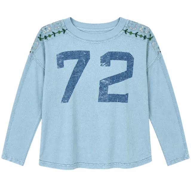 Free People We The Free Lilith Tee Size M Blue 72 Embroidered