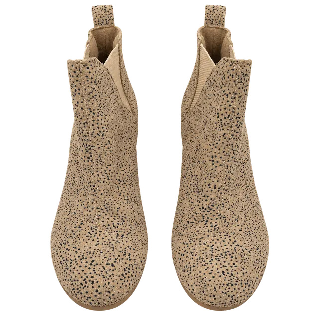 TOMS Wedge Ankle Boots Size 10 Tan Black Speckled Suede Chelsea Booties