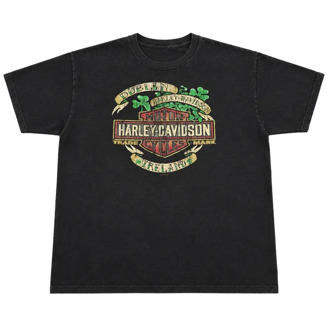 Harley Davidson Dublin T-Shirt Size Large Black Irish Blood American Heart