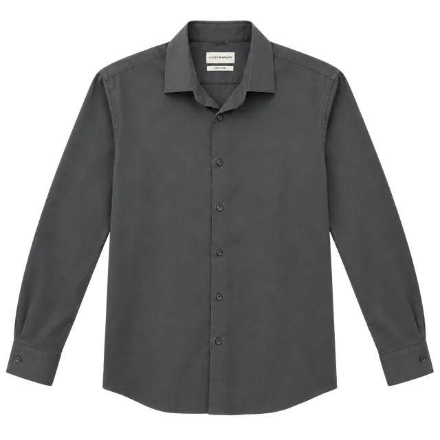 Lucky Brand Long Sleeve Button Down Shirt Black Slim Fit
