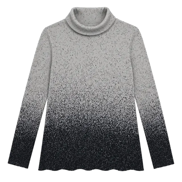 Athleta Flurry Blizzard Turtleneck Size M Grey Black Ombre Ribbed Top