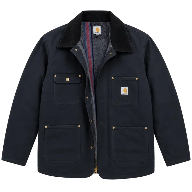 Carhartt Blanket Lined Chore Coat Size 4XL Black Cotton Duck