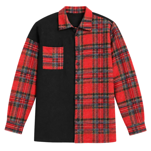 Hemish USA Plaid Spliced Button Down Shirt Jacket size small