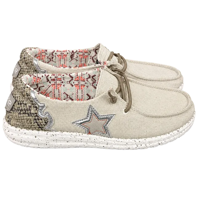Hey Dude Wendy Star Snake Shoes Size 11 Beige Slip On