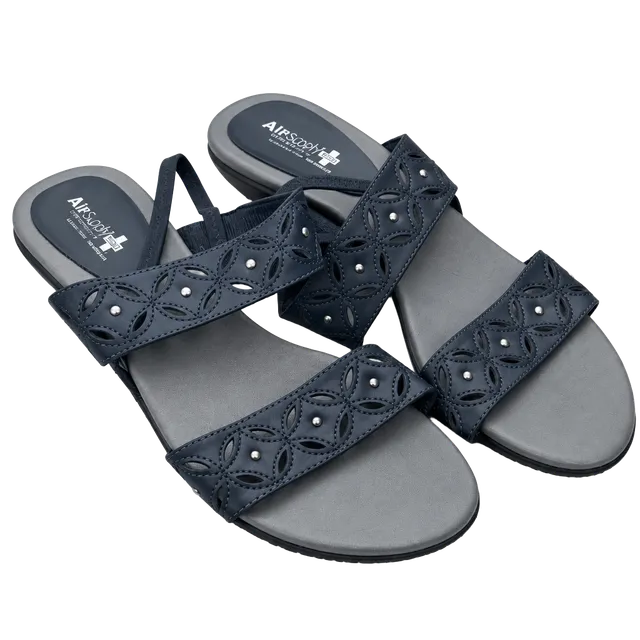 Air Supply Plus Sandals Black Laser Cut Studded Comma Foam