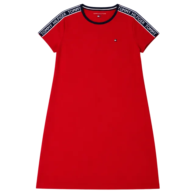 Tommy Hilfiger Logo Tape T-Shirt Dress Size M Red Cotton