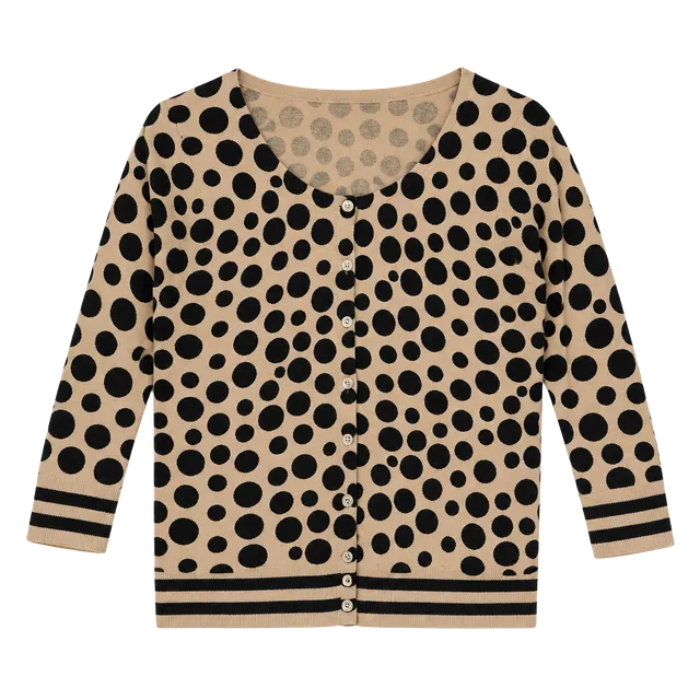 The Limited Cardigan Size M Black Beige Polka Dot