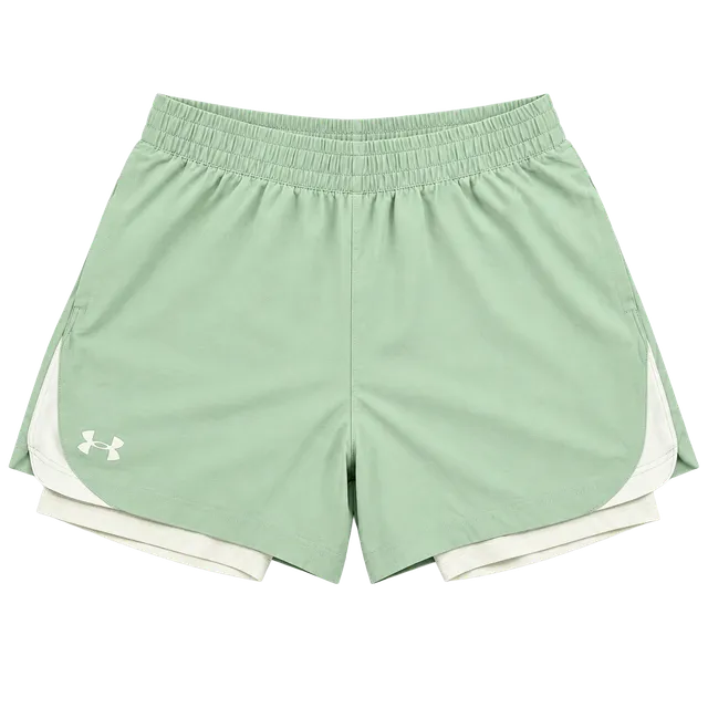 Under Armour 2-in-1 Athletic Shorts Womens Size Large Green Fitted