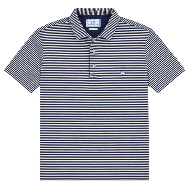 Southern Tide Polo Shirt XL Blue White Striped Classic Fit