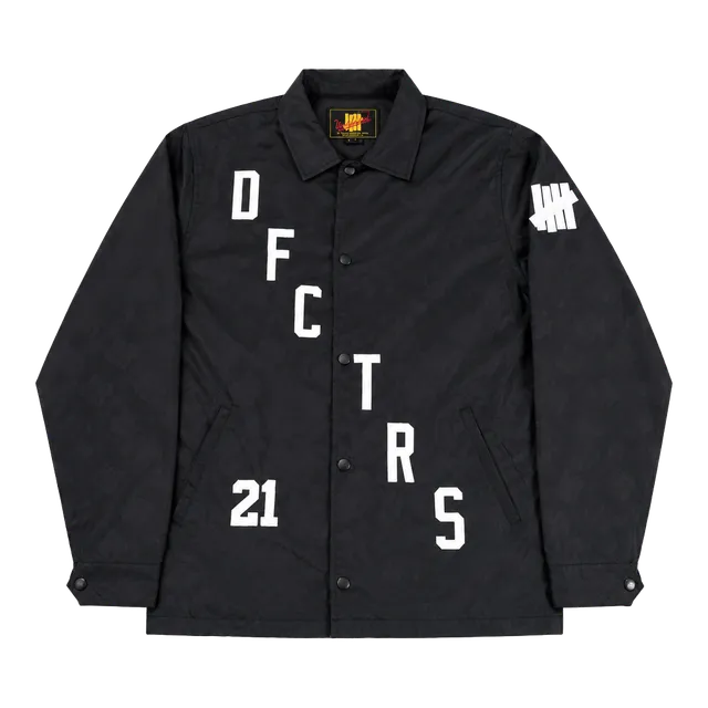 Vintage 2000s Undefeated Defector Coach Jacket Size L Black Graphic Snap Windbreaker