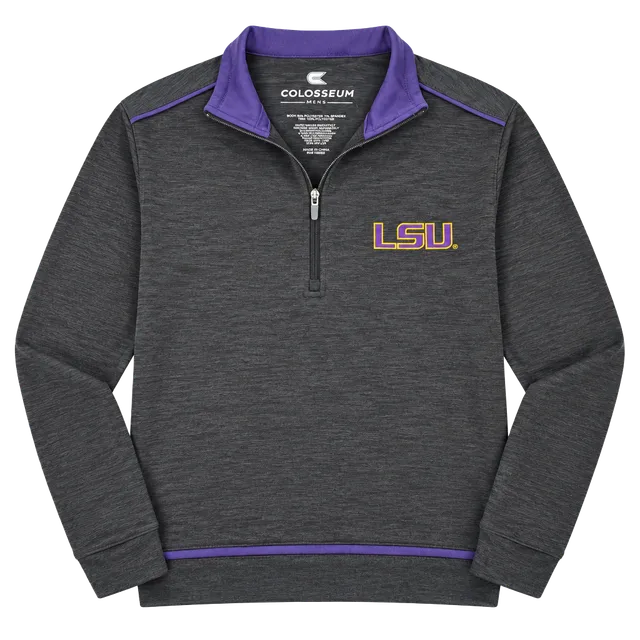 Colosseum LSU Tigers Men's Charcoal Heather 1/4-Zip Pullover Jacket Size L