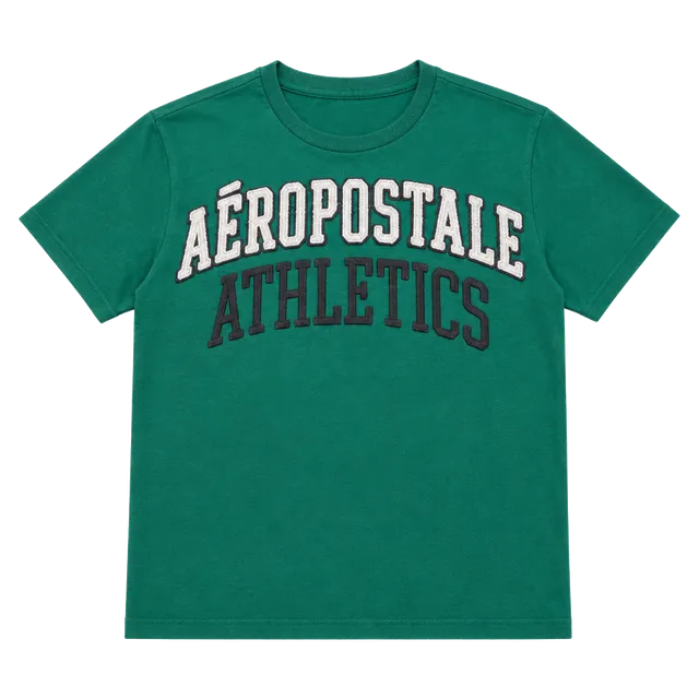 Aeropostale Athletics T-Shirt Size L/G Green Cotton Graphic Applique