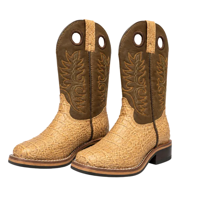 Cody James Gator Print Western Boots Size 10 Tan Brown Square Toe