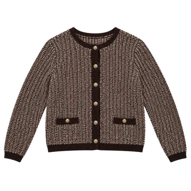Ninety Clothing Co. Cardigan Size M Brown Knit Gold Buttons