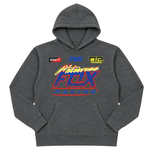 Fox Racing Motocross Graphic Hoodie Size YL Gray Youth Large Pullover