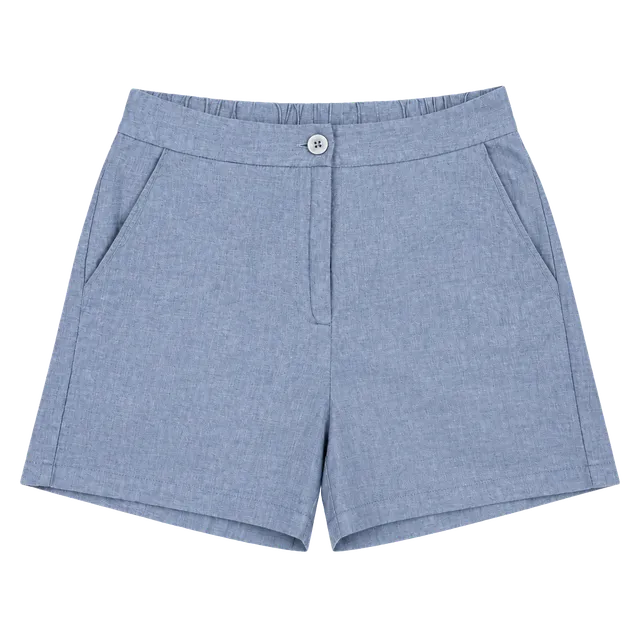 Happily Grey Shorts Size S Blue Rayon Nylon Pockets Casual Coastal Timeless 