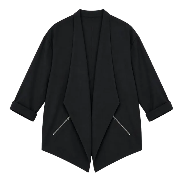 123-Maurices Women's Long Sleeve Black Open Front Collared Blazer Size ...3XL