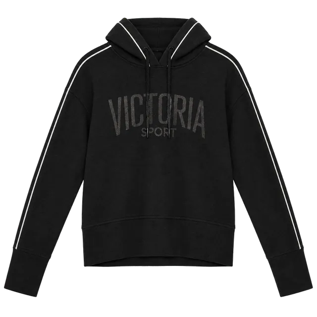 Victoria Sport Black Hoodie With Piping