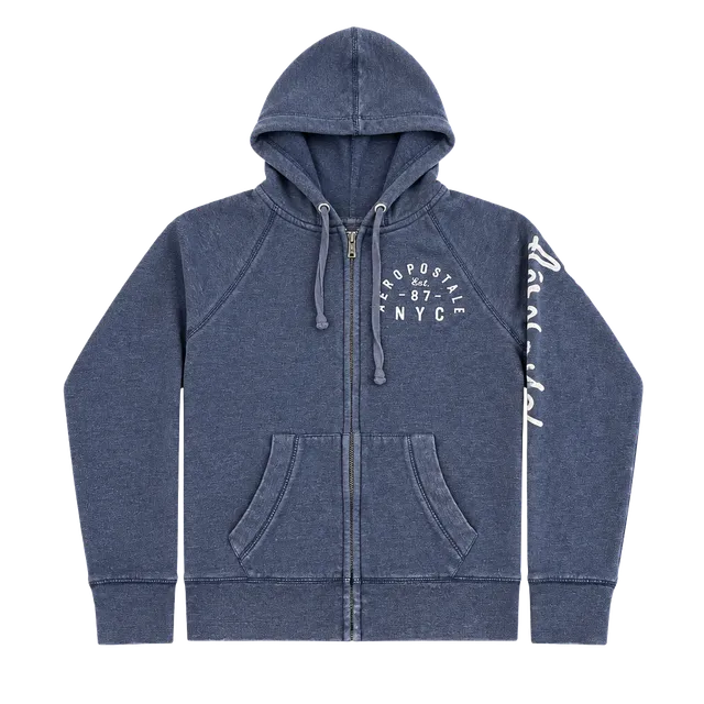 Aeropostale Zip Up Hoodie Size M Blue Full Zip Sweatshirt