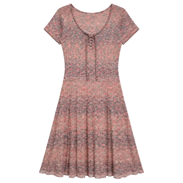 Frye Knit Sweater Dress Size L Coral Pink Combo
