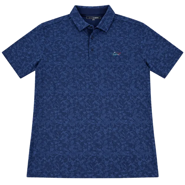 Greg Norman Polo Shirt Size XL Blue Micro Print Golf