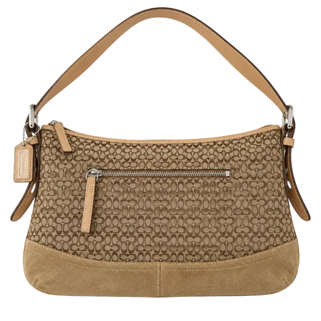 Y2K Coach Signature C Suede Brown Shoulder Bag Purse 