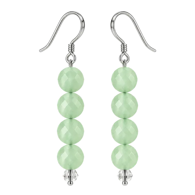 Vintage Sterling Silver 925 Green Faceted Gemstone Dangle Earrings