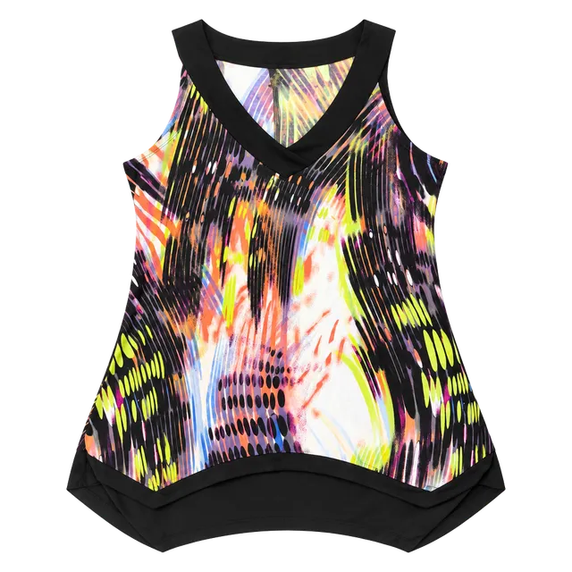 Susan Lawrence Sleeveless V-Neck Tunic Size M Abstract Print