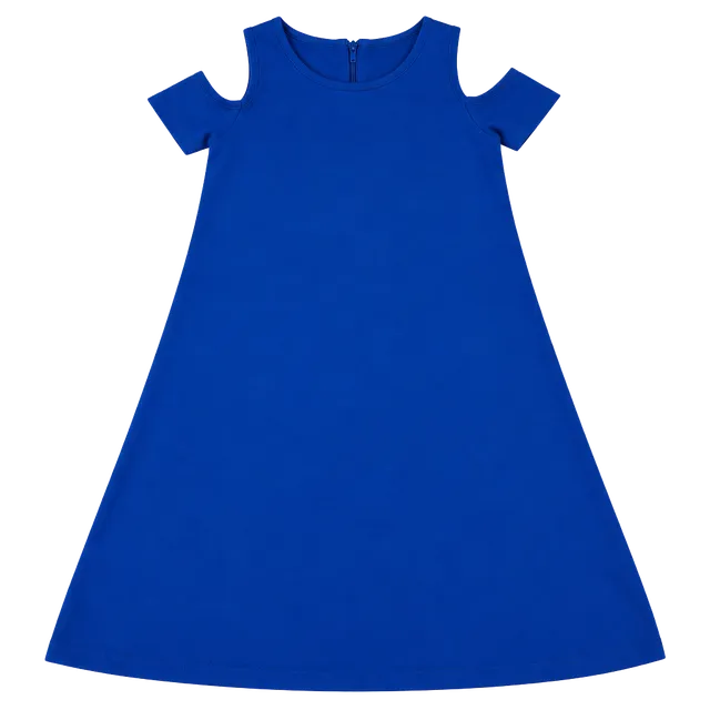 Dana Buchman Cold Shoulder Dress Size MD Blue Rayon Blend Short Sleeve