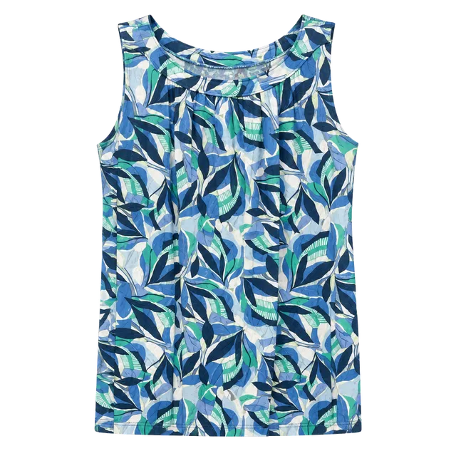 LOFT Blue Sleeveless Tank Top with Abstract Print
