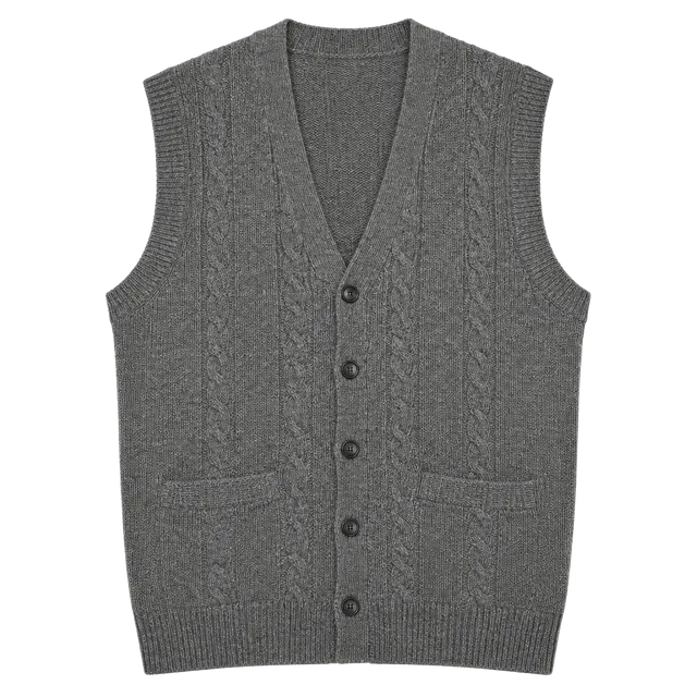 Towncraft Cable Knit Sweater Vest Size M Gray