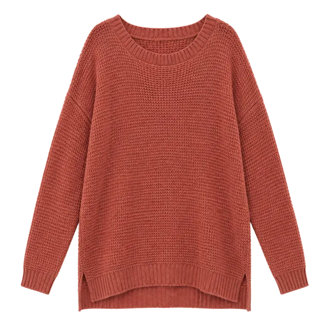 Zenana Premium Long Sleeve Round Neck Sweater Size 3X Dusty Rose