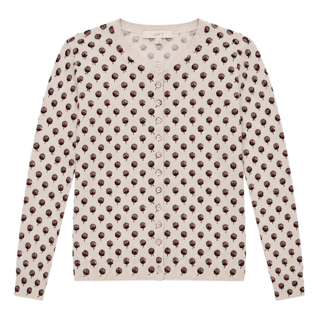 Ann Taylor Loft Cardigan Size M Floral Print Knit Sweater