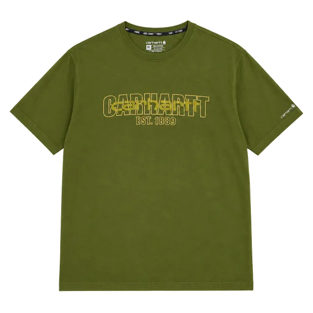 Carhartt Force Relaxed Fit T-Shirt Size 2XL Olive Green Logo Graphic