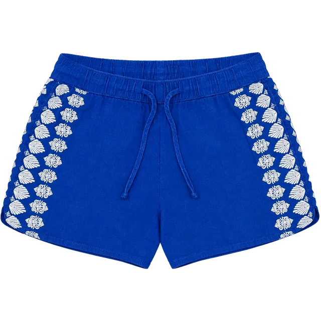 Vineyard Vines Blue Linen Blend Shorts Embroidered White Coastal Resort XS