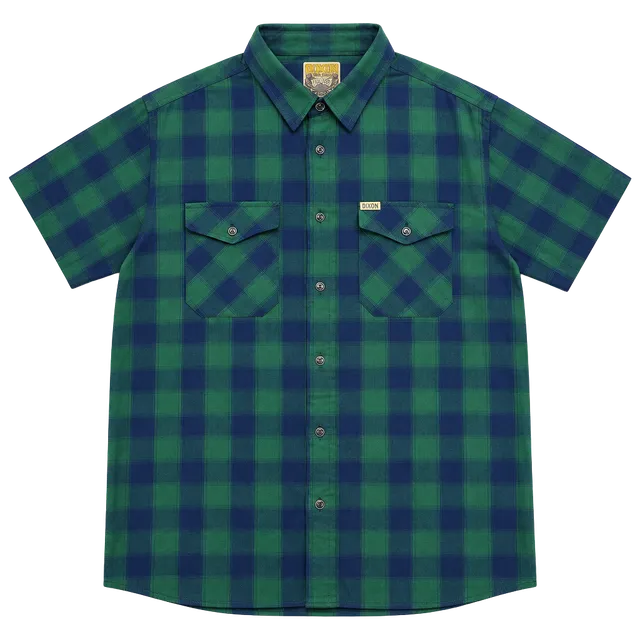 Dixxon Short Sleeve Button Down Shirt Size 3XL Green Blue