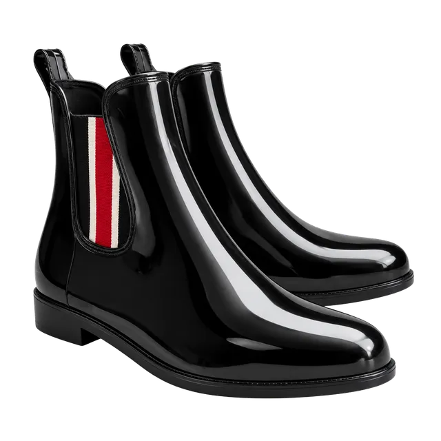 Lauren Ralph Lauren Rain Boots Size 9B Black Glossy Chelsea