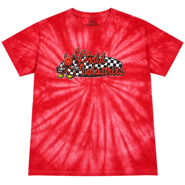 World Industries Tie Dye T Shirt Size L Red Graphic Skater