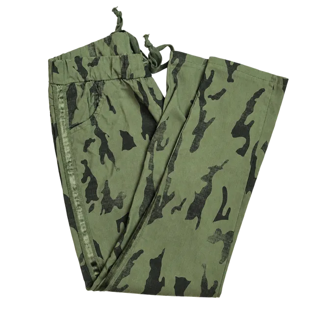 ​Made in Italy Camo Pants One Size Olive Green Military Streetwear Y2K Grunge