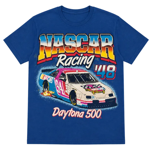NASCAR Racing Daytona 500 T-Shirt Size L Blue Graphic Tee