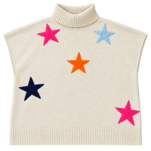 THML Multi Star Turtle Neck Sweater Size XS/S Cream (b1) 