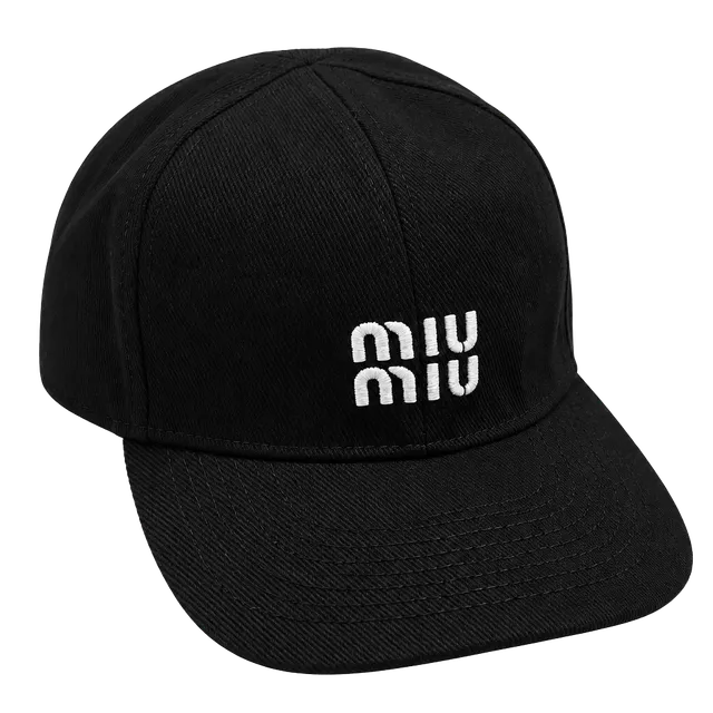Miu Miu Embroidered Baseball Cap Black